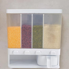 Coarse Cereals Containers 4-Grid Wall Mounted Rice Bucket