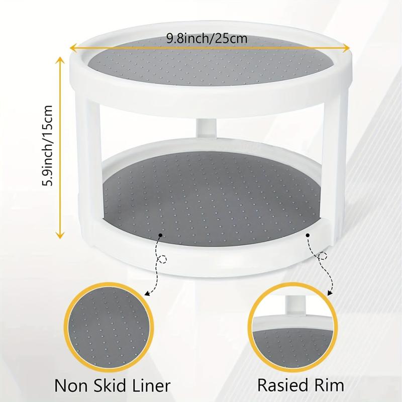 2 Tier Non Skid Turntable Spice Rack Organizer
