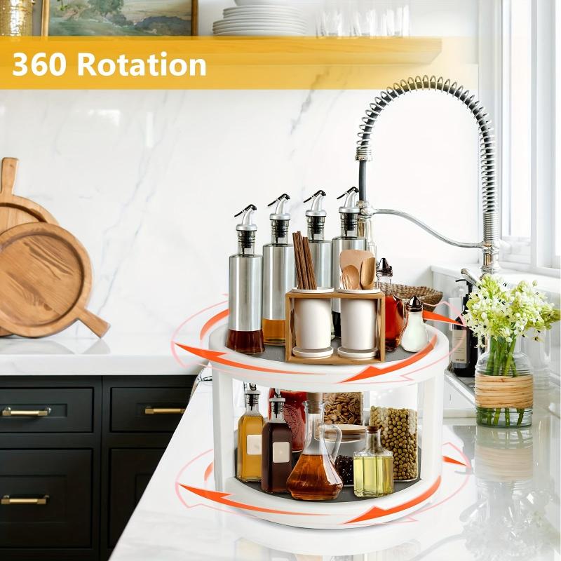 2 Tier Non Skid Turntable Spice Rack Organizer