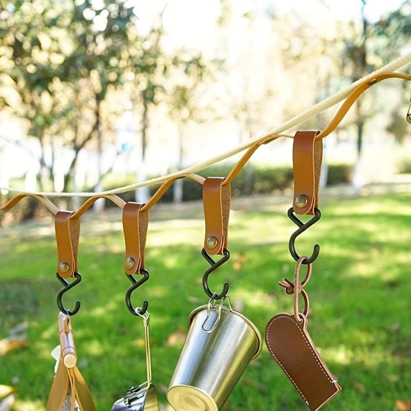 Portable Outdoor Hook Camping S Shaped Leather Storage Hook Keychain