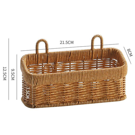 Rattan Double Ear Storage Basket - Kitchen Woven Wall Storage