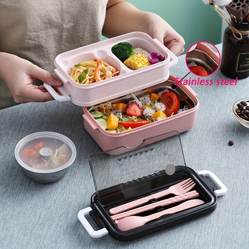 Large Capacity Stainless Steel Lunch Box with Cutlery Insulated Portable