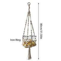 Hand Woven Cotton Rope Basket Kitchen Vegetable Fruit Wall Hanging Basket
