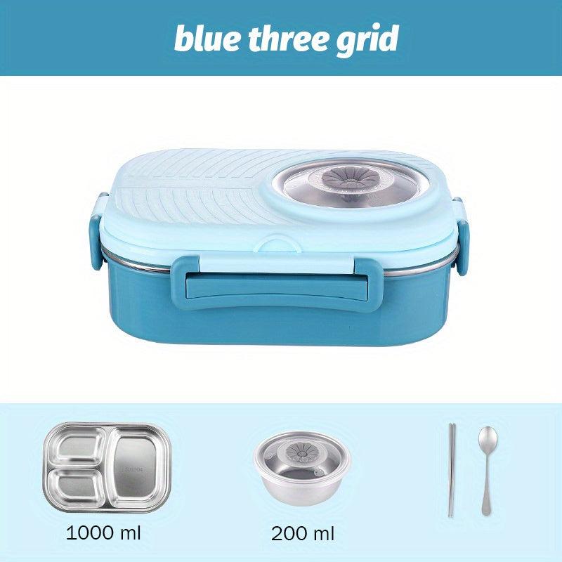 Stainless Steel Thermal Lunch Box 3 Compartments Bento Box Leak Proof