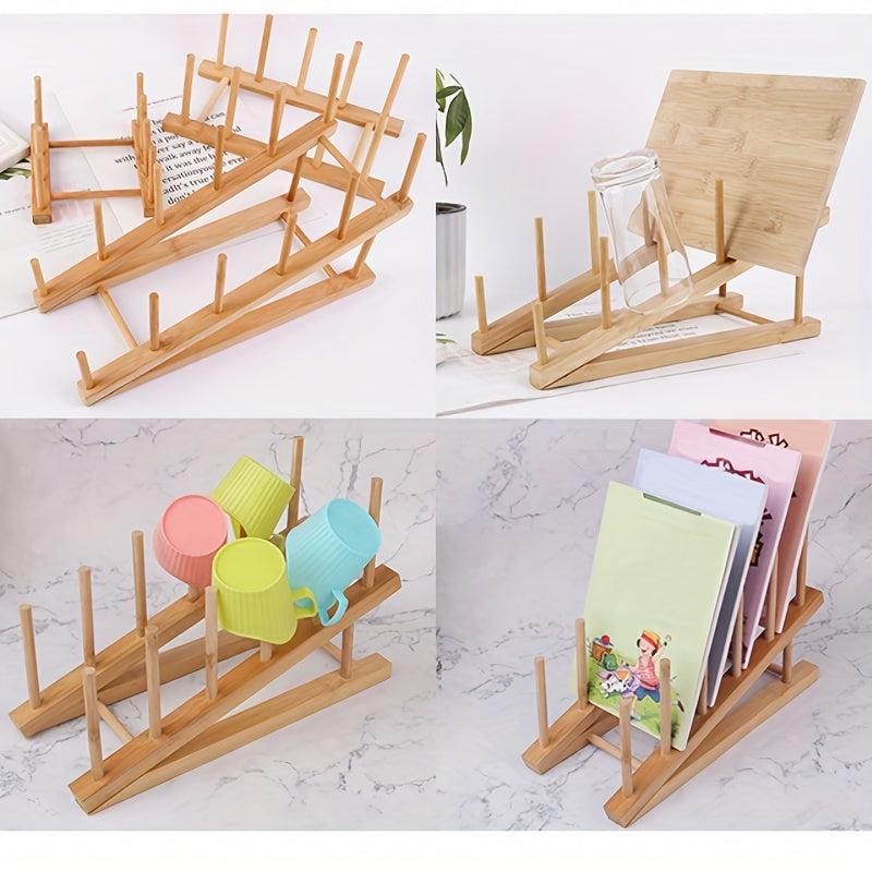 Bamboo Wooden Dish Rack Multifunctional Kitchen Storage Organizer