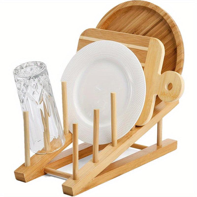 Bamboo Wooden Dish Rack Multifunctional Kitchen Storage Organizer