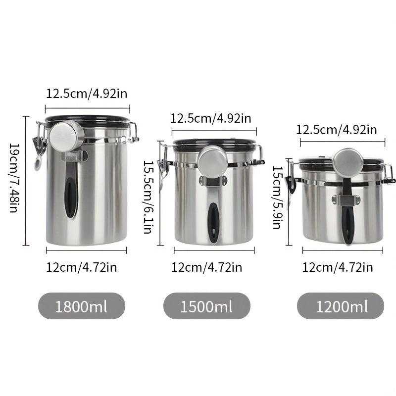 Stainless Steel Airtight Coffee Container with CO2 Valve & Scoop