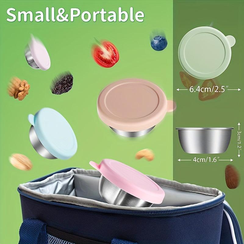 6pcs Leak Proof Salad Dressing Containers Stainless Steel