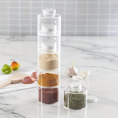 6pcs Tower Shaped Seasoning Jar Stackable Spice Storage Box