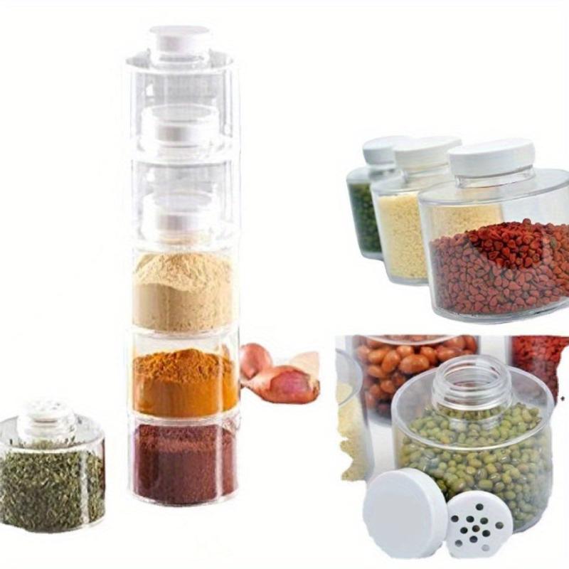 6pcs Tower Shaped Seasoning Jar Stackable Spice Storage Box