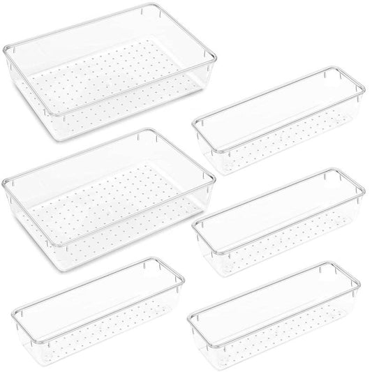 13pcs Clear Drawer Organizer Trays for Flatware Utensils Makeup
