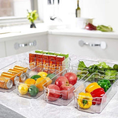 Clear Plastic Storage Box Kitchen Pantry Organizer Container Bins with Handles