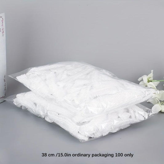 100pcs Disposable Plastic Wrap Cover with Elastic Mouth for Plates