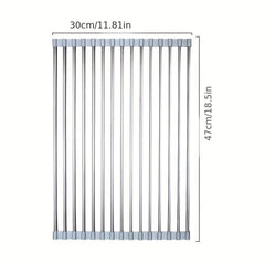Foldable Kitchen Sink Drain Rack - Vegetable Fruit Dishwashing Rack