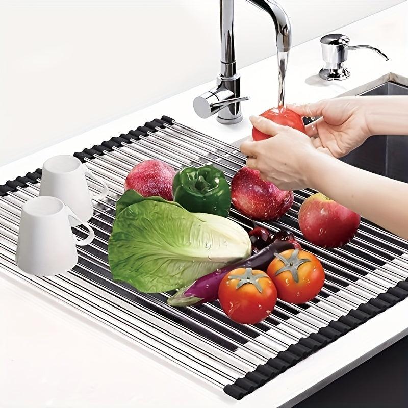 Foldable Kitchen Sink Drain Rack - Vegetable Fruit Dishwashing Rack