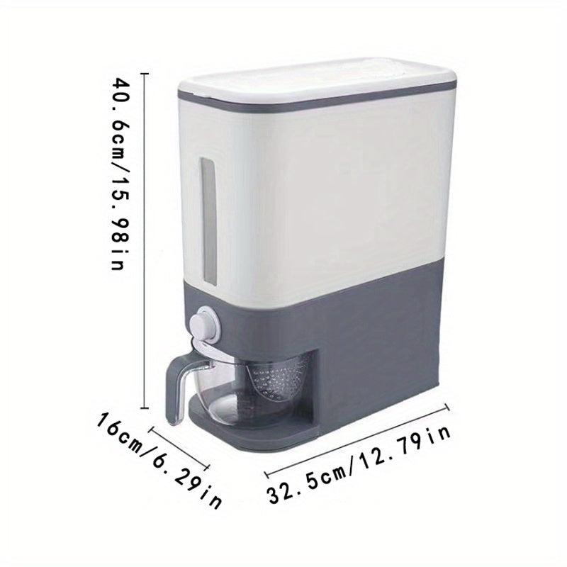 Large Capacity Rice Bucket w/ Measuring Cup - Airtight Storage Container