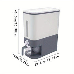 Large Capacity Rice Bucket w/ Measuring Cup - Airtight Storage Container