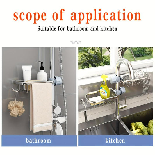 Kitchen Faucet Rack Sponge Drain Basket Toilet Storage