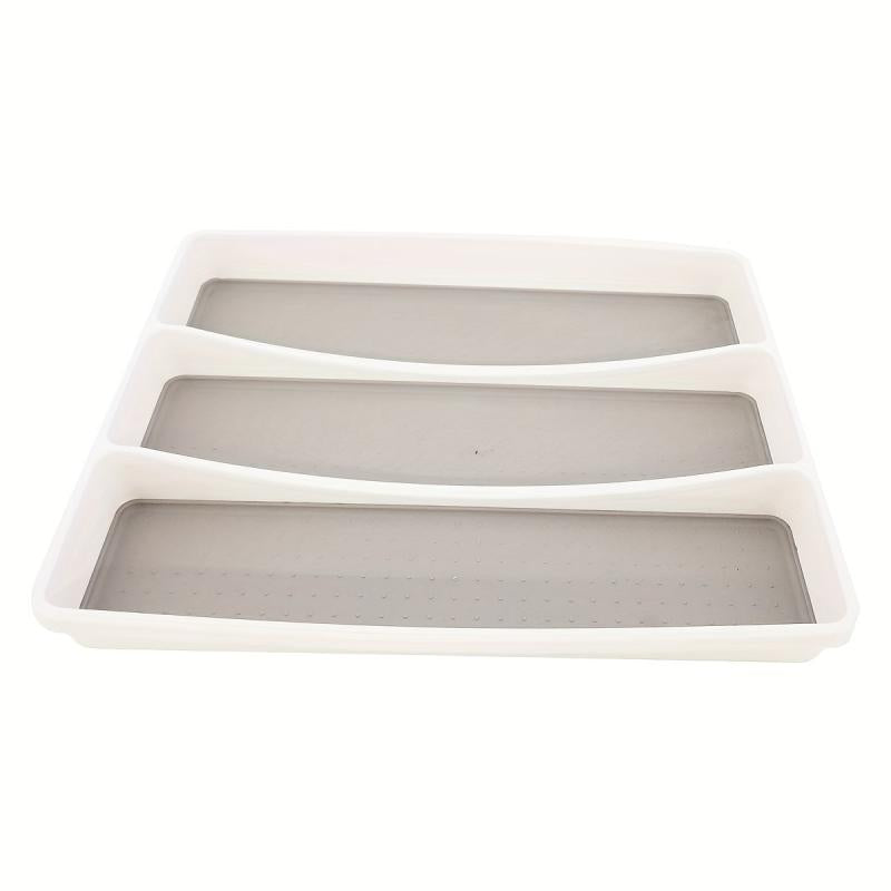 Plastic Cutlery Tray With 3 Grids Kitchen Drawer Organizer
