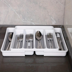 Plastic Cutlery Tray With 3 Grids Kitchen Drawer Organizer