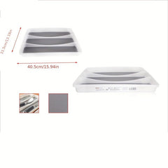 Plastic Cutlery Tray With 3 Grids Kitchen Drawer Organizer