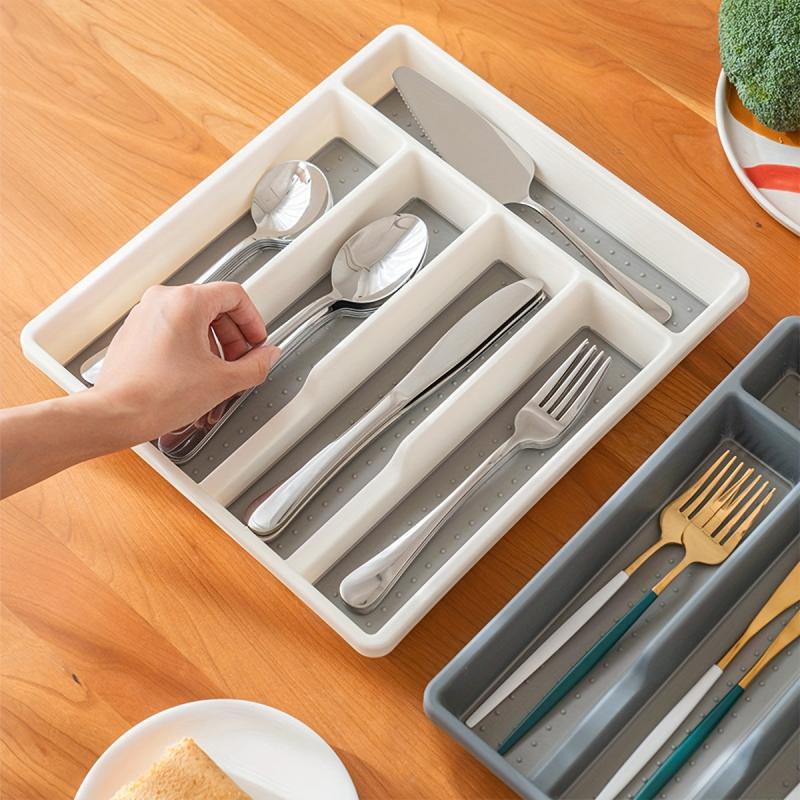 Plastic Cutlery Tray With 3 Grids Kitchen Drawer Organizer