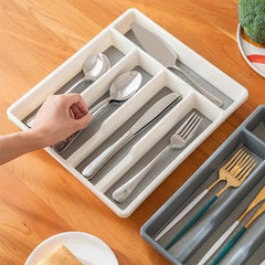 Plastic Cutlery Tray With 3 Grids Kitchen Drawer Organizer