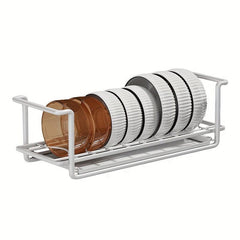 1pc Dish Rack With Drip Tray Minimalist Plate Drain Storage Organizer