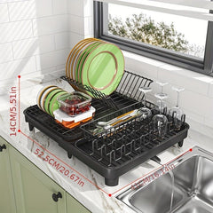 Metal Dish Drying Rack with Cutlery Holder