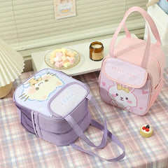 Bunny Printed Insulated Lunch Bag - Reusable Aluminum Foil Lunch Box