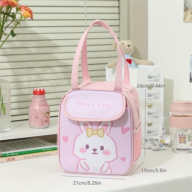 Bunny Printed Insulated Lunch Bag - Reusable Aluminum Foil Lunch Box