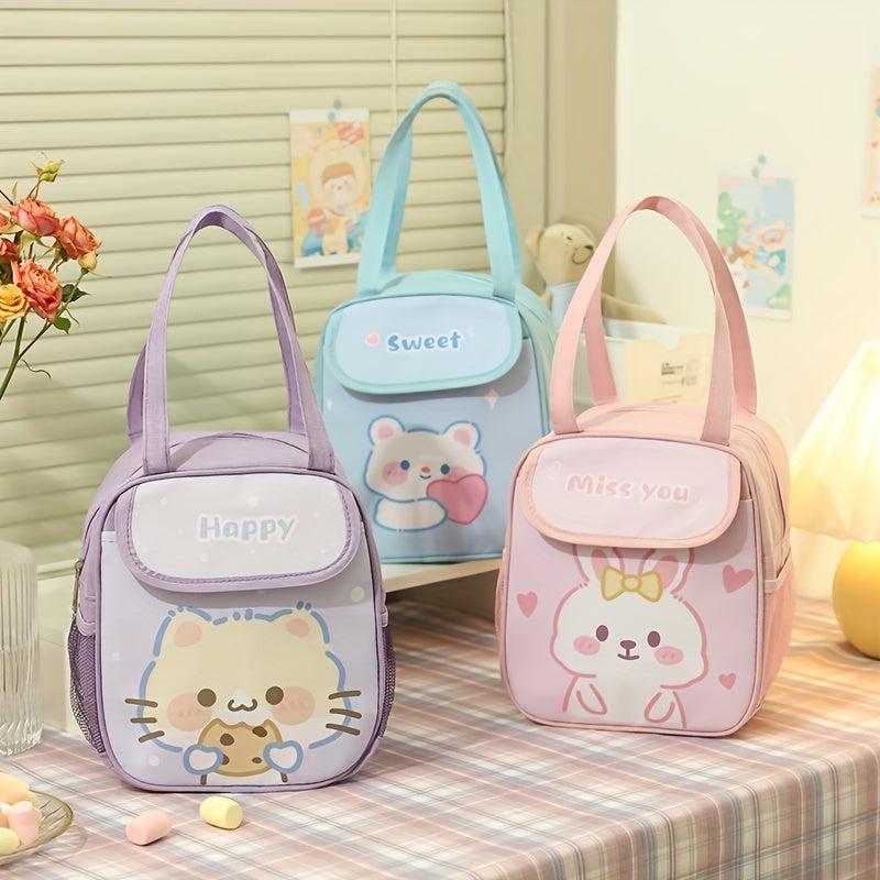 Bunny Printed Insulated Lunch Bag - Reusable Aluminum Foil Lunch Box