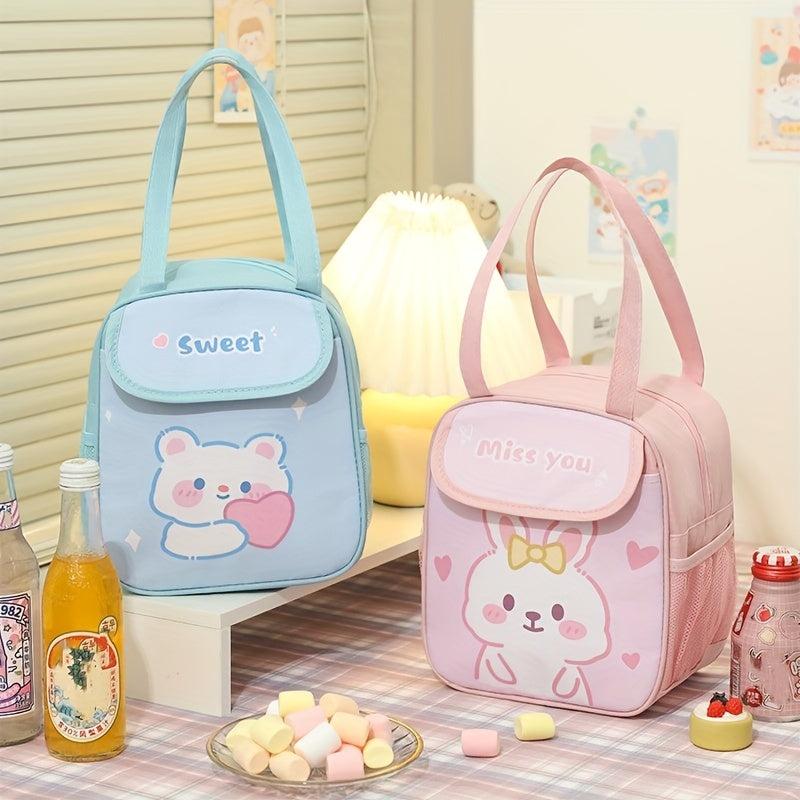 Bunny Printed Insulated Lunch Bag - Reusable Aluminum Foil Lunch Box