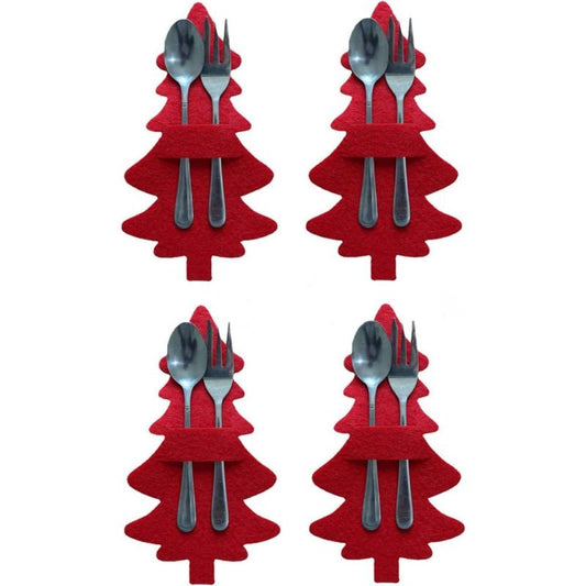 4pcs Xmas Tree Cutlery Holders Christmas Tableware Silverware Pouches