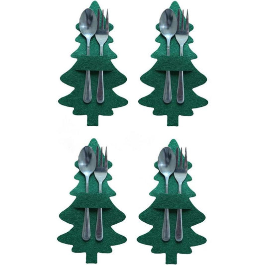 4pcs Xmas Tree Cutlery Holders Christmas Tableware Silverware Pouches