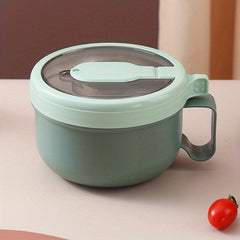 Insulated Stainless Steel Noodle Bowl with Lid - Portable and Convenient