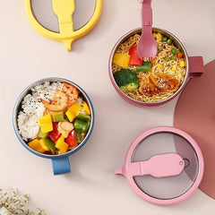 Insulated Stainless Steel Noodle Bowl with Lid - Portable and Convenient