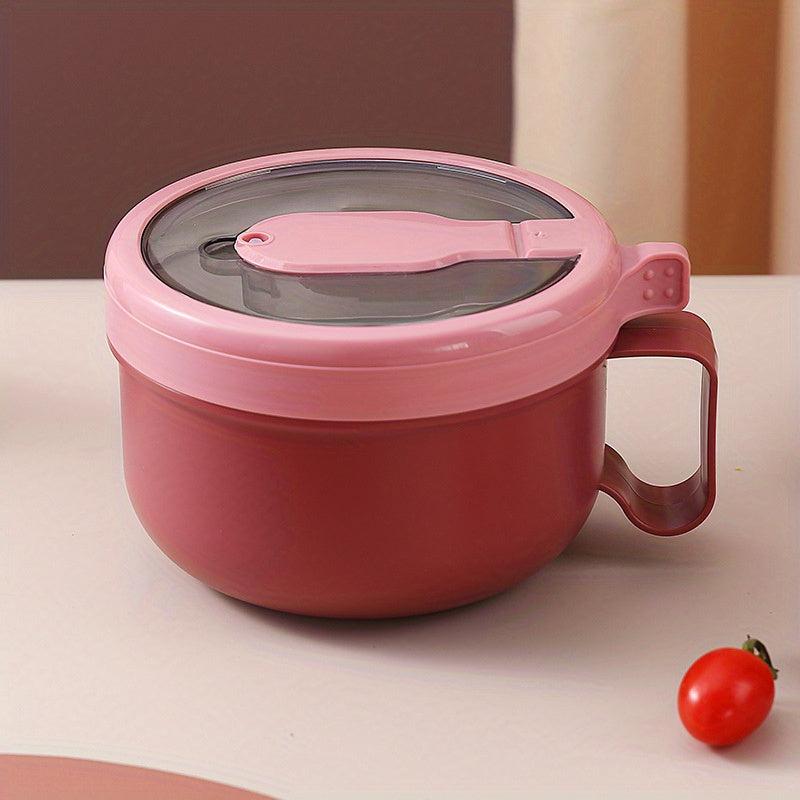 Insulated Stainless Steel Noodle Bowl with Lid - Portable and Convenient