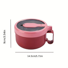 Insulated Stainless Steel Noodle Bowl with Lid - Portable and Convenient