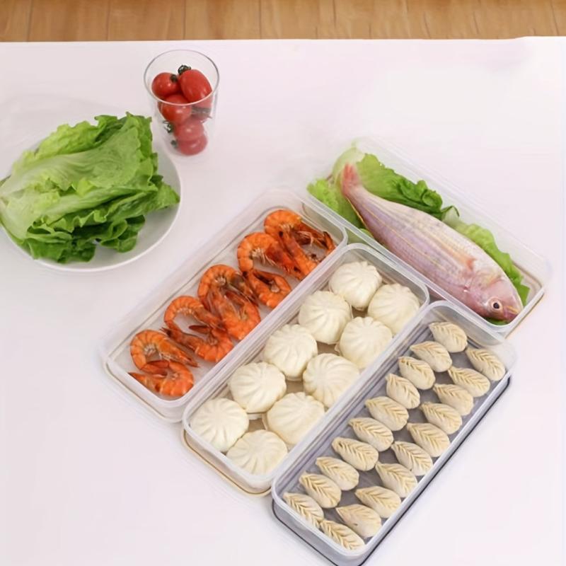 1pc Freezer Food Container Bins With Lid Stackable Non Stick Dumplings Box