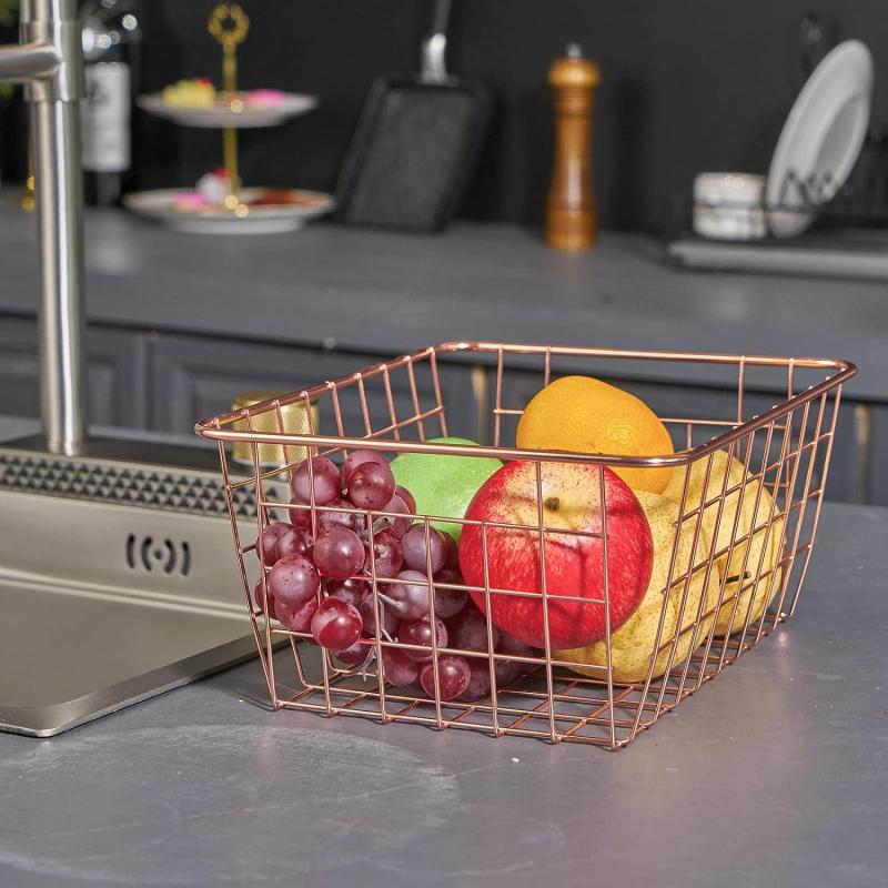 3pcs Iron Art Storage Basket Kitchen Fruit Vegetable And Spice Bottle Storage