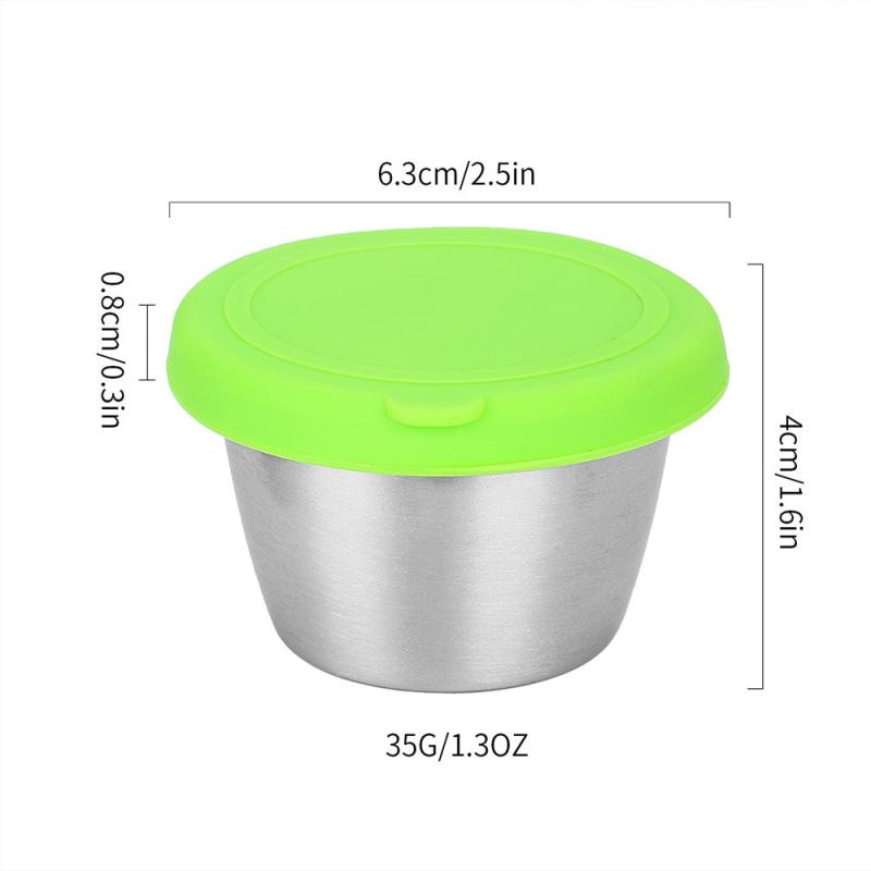 6pcs Stainless Steel Condiment Containers 1.3oz Leakproof Dipping Sauce Cups