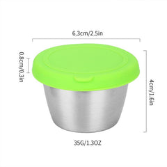 6pcs Stainless Steel Condiment Containers 1.3oz Leakproof Dipping Sauce Cups