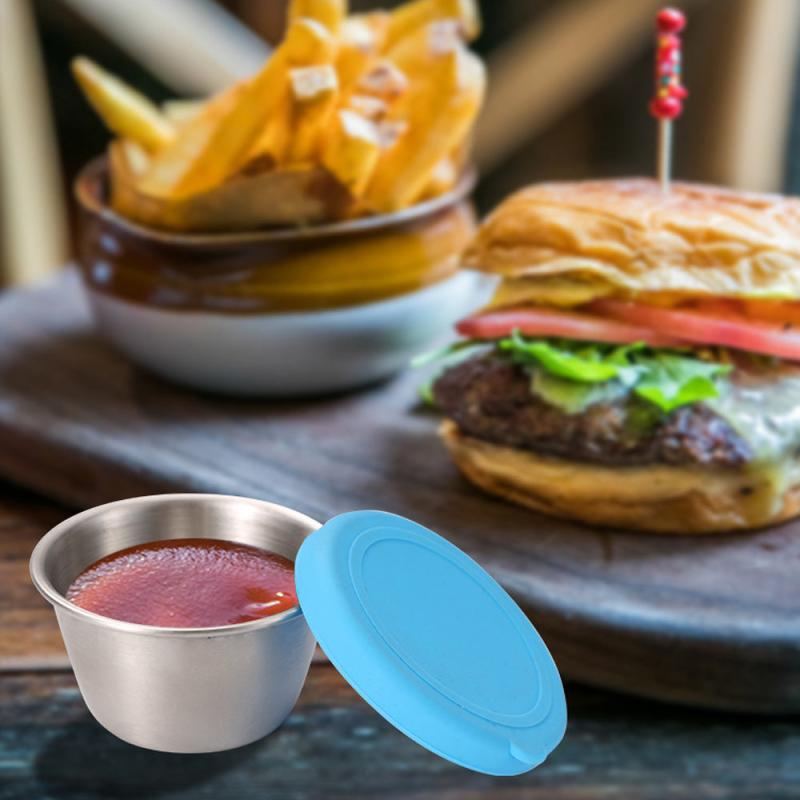 6pcs Stainless Steel Condiment Containers 1.3oz Leakproof Dipping Sauce Cups