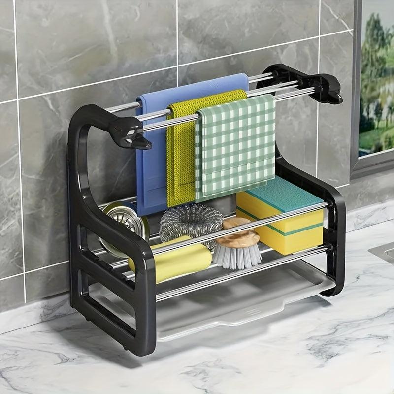 Sink Sponge Holder 2 In 1 Stainless Steel Kitchen Sink Caddy