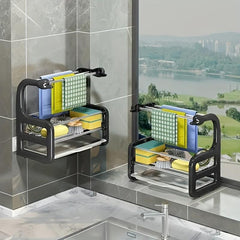 Sink Sponge Holder 2 In 1 Stainless Steel Kitchen Sink Caddy