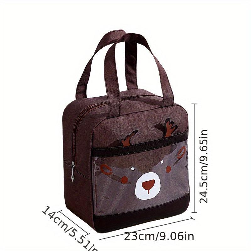 Christmas Deer Lunch Box Bag Waterproof Insulated Picnic Bag