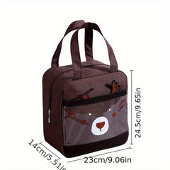 Christmas Deer Lunch Box Bag Waterproof Insulated Picnic Bag