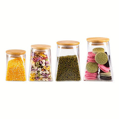 4pcs Airtight Glass Bottles with Lids for Food Storage