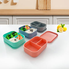 Silicone Lunch Box Divided Microwave Bento Box Leakproof Container